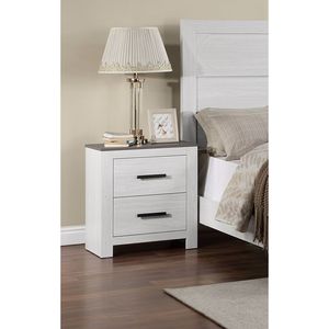 <b>White</b> 1pc Bedroom Furniture Paper Veneer Nightstand with 2 Drawers <b>Bedside</b> Table - Product Image 1