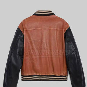 Chaquetas Varsity de Cuero de Moda Urbana, Corte Holgado, Estilo Moderno y Estético, Ropa Letterman - Product Image 2