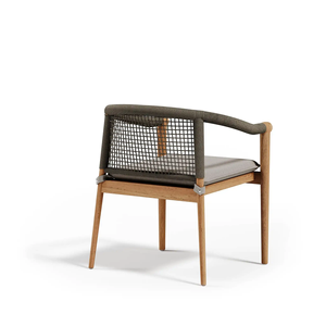 Fauteuil de salle à manger d'extérieur en teck massif naturel, écologique, avec dossier, design moderne et léger, pour restaurant, café, mobilier - Product Image 3