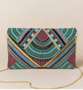 Pochette enveloppe festive artisanale perlée de perles de rocaille, sac à bandoulière pour mariage, événement, fête, sac à main de soirée artistique et élégant pour femme - Product Image 5
