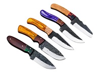 Couteaux de bushcraft en acier à haute teneur en carbone avec manches en bois, lames fixes pleines de 8 pouces, couteau de chasse Skinner avec étui en cuir