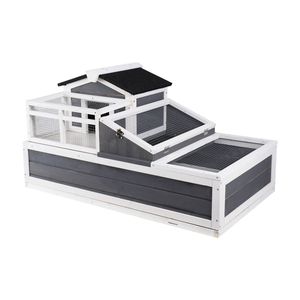 Enclos en bois pour tortues à 3 pièces, habitat à 2 étages avec balcon et rampe, structure de jeu intérieure/extérieure pour tortues - Product Image 1