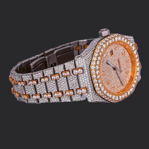 RB Gems GIA personalizable Unisex reloj de oro automático para hombre con VVS Moissanite árabe completo diamante blanco banda de acero inoxidable - Product Image 6