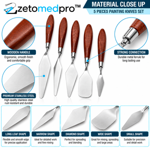 5 Piece Stainless Steel Painting Knife Spatula Palette Knife Set 5in Wood Handle Silver Brown Jewelry <b>Welding</b> DIY Sample Making - Product Image 5