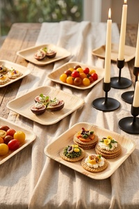 Assiettes jetables en feuilles de palmier d'arec, carrées de 10 pouces, pour hôtels et cafés, assiettes durables, 50 pièces, assiettes de service pour fêtes et événements - Product Image 1