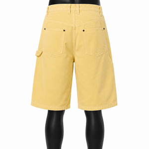 Pantalones Cortos Cargo de Pana Amarilla para Hombre, Cintura Alta, Estilo Casual, con Bolsillos, Cierre de Botones, 100% Algodón - Product Image 2