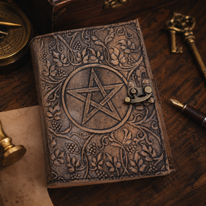 Diario de Tapa Dura de Cuero con Diseño de Pentágono Celta, Cierre Metálico, Estilo Vintage, Cuaderno de Dibujo, Color Marrón, Encuadernación Cosida - Product Image 2