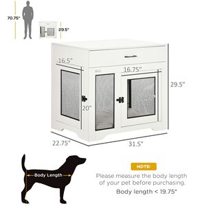 "Rectangle Pet Furniture <b>White</b> Dog Crate End <b>Table</b> with Cushion & 2 Doors for <b>Small</b> Indoor Dogs" - Product Image 3