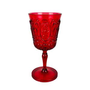 Verre à vin incassable en plastique gaufré rouge vintage de 12,5 oz pour les fêtes de Noël et les mariages - Product Image 1