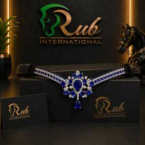 Correa de Cuero Artesanal Personalizable de Lujo Rub International con Cristales Brillantes AB para Caballo, Equipo de Exhibición Ecuestre - Product Image 2