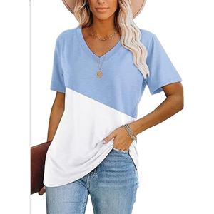 T-shirt en coton doux pour femmes de qualité supérieure, col en V, manches courtes, impression de logo personnalisée, export en vrac - Product Image 4