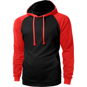 Nueva Sudadera con Capucha para Hombre, Negra y Roja, con Mangas Raglán, de Felpa, Informal, de Color Sólido, con Bolsillo, Corte Regular, para Otoño - Product Image 3