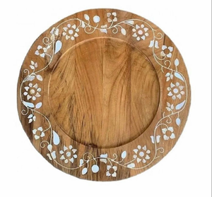 Plateau décoratif de luxe FAIZA CRAFT en nacre polie, design classique, idéal pour l'Aïd Moubarak - Idée cadeau pour occasions spéciales - Product Image 1