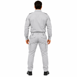 Conjunto de Uniforme de Guardia de Seguridad para Hombre, Camisa de Manga Larga, Pantalones Cargo, Gris Sólido, Ropa de Trabajo Profesional, Uniforme para Todas las Temporadas - Product Image 2