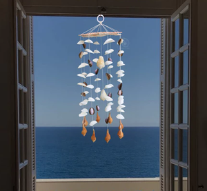 กระดิ่งลมเปลือกหอยธรรมชาติทำมือ ของตกแต่งบ้านสไตล์ชายฝั่ง กระดิ่งลมเปลือกหอยแขวนสำหรับตกแต่งสวน ระเบียง ลานบ้าน - Product Image 1