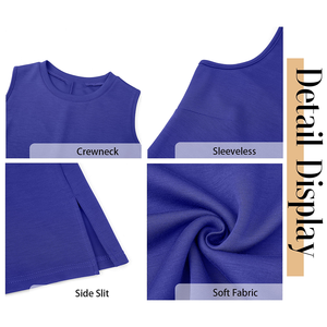 2026 ZPB Euro-American Women's Summer Fashion Polyester O-Neck Sleeveless Split Hem Solid Color Mini <b>Dress</b> Bestseller Wholesale - Product Image 6