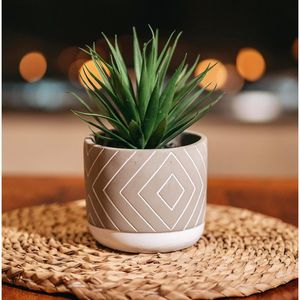 Planta Artificial Pequeña de 8 Pulgadas Hecha a Mano en Maceta de Cemento, Decoración de Escritorio Estilo Rústico, Plantas Artificiales en Macetas - Product Image 4
