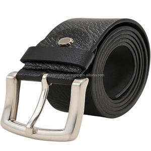 Cinturón Casual de Cuero Genuino de Primera Calidad para Hombre, de Una Sola Capa, con Hebilla Ajustable de Latón Plateado Mate, Todas las Tallas - Product Image 3