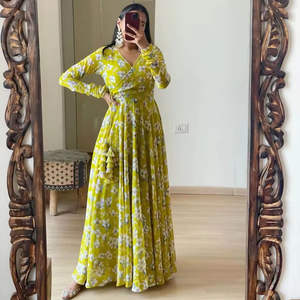 ชุดเดรสยาวสไตล์อินเดียปากีสถานสำหรับผู้หญิงไซส์ XL ผ้าจอร์เจตต์พิมพ์ลายแขนยาว ชุดลำลองสไตล์เกาหลี พิมพ์ลายดิจิทัลสำหรับชาวมุสลิม - Product Image 4