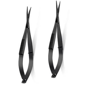 Ciseaux à sourcils en acier inoxydable, lame droite, outil de beauté, pour droitier, manche noir - Product Image 1