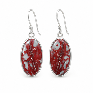 Natural Noreena Jasper Gemstone Dangle Earrings 925 Sterling Silver Oval Cabochon Ear Wire Handmade Third <b>Party</b> Certified - Product Image 1