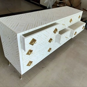Cajón con Incrustaciones de Hueso de ILAHI, Diseño Moderno con Detalles de Ágata, Mueble Portátil para el Hogar - Product Image 1
