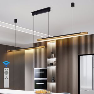 75-Inch Modern Black Gold LED Pendant <b>Light</b> Sleek Dual Tu Adjustable Hanging <b>Light</b> for <b>Dining</b> Kitchen Living Room - Product Image 2