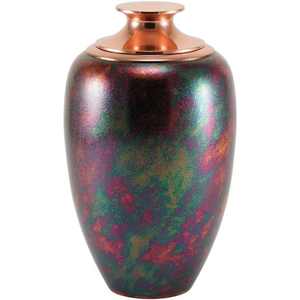 Urne funéraire artistique multicolore élégante avec couvercle ton cuivre pour cendres et commémoration d'adultes - Product Image 1