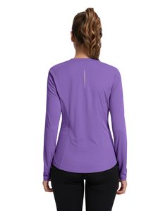 Chemise de pêche pour femme, violette, manches longues, protection solaire UPF 50, séchage rapide, pull-over, couleur unie, haut de fitness, vêtement confortable - Product Image 5