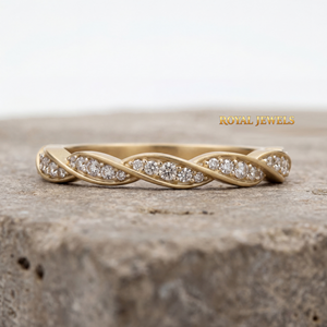 Women's 925 Sterling <b>Silver</b> Moissanite Twist <b>Eternity</b> <b>Ring</b> Rose Gold Plated Wedding Anniversary Band - Product Image 2