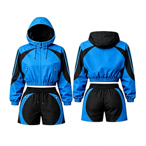 Ensemble de sport urbain 2 pièces pour femme 2026 : T-shirt à capuche à manches longues et short longueur genou, respirant et anti-boulochage - Product Image 2