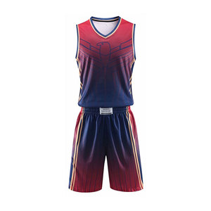 Conjunto de camiseta y pantalones cortos de baloncesto personalizados para hombre – Diseño New Eagle en rojo y azul marino |   Ropa Deportiva al por Mayor - Product Image 2