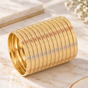 กำไลข้อมือดีไซน์เนอร์สามสีชุบทองคำขาว ORO-Z ลายเรขาคณิตแบบมีเท็กซ์เจอร์สำหรับผู้หญิงใส่ไปงานปาร์ตี้ - Product Image 3