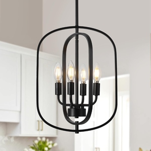 Modern Black <b>Lantern</b> Chandelier Contemporary Metal Hanging Pendant <b>Light</b> Minimalist Geometric Ceiling Lamp Nordic <b>Indoor</b> <b>Light</b> - Product Image 1