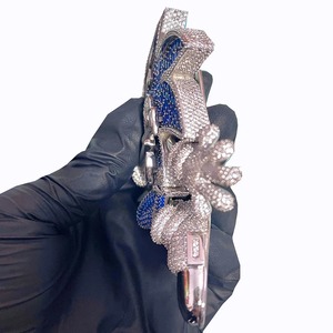 Pendentif Rapper Moissanite Bleu Dessin Animé Plaqué Rhodium Hiphop Argent 925 Émail Breloque Bijoux Fête Moule Personnalisé - Product Image 2