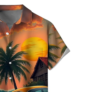 Camisas de Playa para Hombre, Verano, Resort, Twill, 100% Poliéster, Estampado Hawaiano, Corte Ajustado, Manga Corta, Casual, con Botones, Transpirable, Secado Rápido - Product Image 6