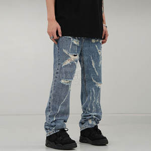 กางเกงยีนส์ทรงตรงแบบเรกูลาร์สำหรับใช้ในชีวิตประจำวัน คุณภาพทนทาน กางเกงผู้ชายแบบฟอก - Product Image 4