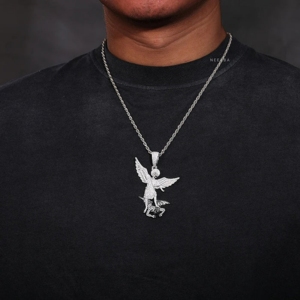 St.michael เทวทูตสังหารปีศาจ-จี้เพชรโมอิส925เงินจี้เพชรทำมือเครื่องประดับเพชรฮิปฮอป - Product Image 5