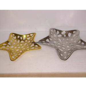 Plateau décoratif en métal aluminium personnalisé en gros plateau de table décoratif pour la maison plateau décoratif pour mariage et fête plateau fait main en or - Product Image 1