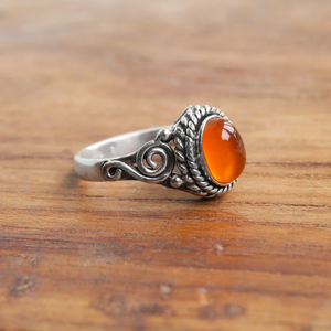 Anillo midi de cornalina, plata 925, hecho a mano, anillo llamativo para mujer, regalo de cumpleaños o aniversario hecho a mano para ella - Product Image 2