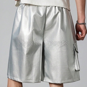 กางเกงขาสั้นหนังผู้ชายแบบแห้งเร็วสั่งทำขายส่ง / กางเกงขาสั้นแฟชั่นผู้ชายหนังแท้ปักโลโก้ตามสั่งรุ่นใหม่ล่าสุด - Product Image 2