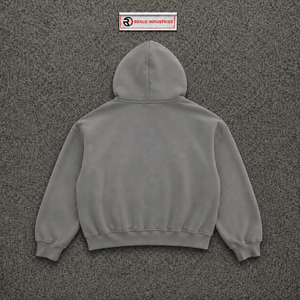 Sweat-shirt à capuche graphique Grey Angel, imprimé chérubin ailé gothique vintage, coupe oversize, streetwear unisexe, effet délavé - Product Image 6