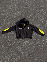 Ensemble de survêtement de football personnalisé avec logo premium pour homme, style Y2K, comprenant un sweat à capuche court zippé avec badge Brésil et un pantalon de survêtement évasé, design N=Custom Country