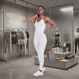 REXFIT SPORTS Nueva Camiseta Deportiva Personalizada para Mujer, Blanca, Ajustada, para Yoga y Fitness, Fabricante de Ropa Deportiva de Marca Privada - Product Image 4