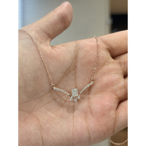 Elegante Collar con Colgante de Barra en Forma de V con Diamante Radiante de 0.70 Ct Cultivado en Laboratorio, Certificado por IGI, Oro de 14K, Lujoso y Moderno para Mujer, Regalo - Product Image 4