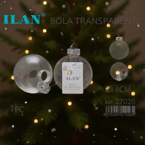 Palla Trasparente 8 Cm Per Decorazioni Natalizie - Product Image 2