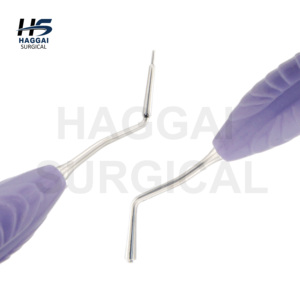 Instrument composite double extrémité avec manche en silicone violet, en acier inoxydable antiadhésif, pour la dentisterie restauratrice, certifié CE - Product Image 3