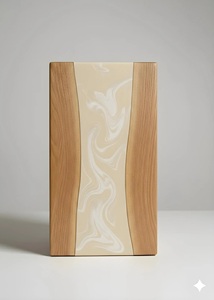 Pure White & Beige Resin Cremation Urn Modern Wood <b>Memorial</b> <b>Keepsake</b> Pure White & Sand Beige Resin Cremation Urn - Product Image 4