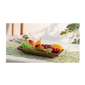 Bol à fruits en bois d'acacia, décor de table, saladier sur pied, ustensiles de cuisine, vaisselle, centre de table pour pièces longues - Product Image 1