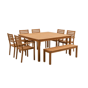 Luxury Teak Wood Outdoor <b>Dining</b> <b>Set</b> <b>with</b> <b>Bench</b> for Garden Patio Resort Villa Hotel Furniture - Product Image 2